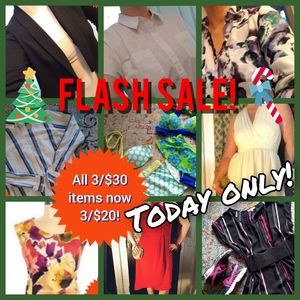 FLASH SALE - All 3/$30 items are 3/$20 - TODAY ONLY